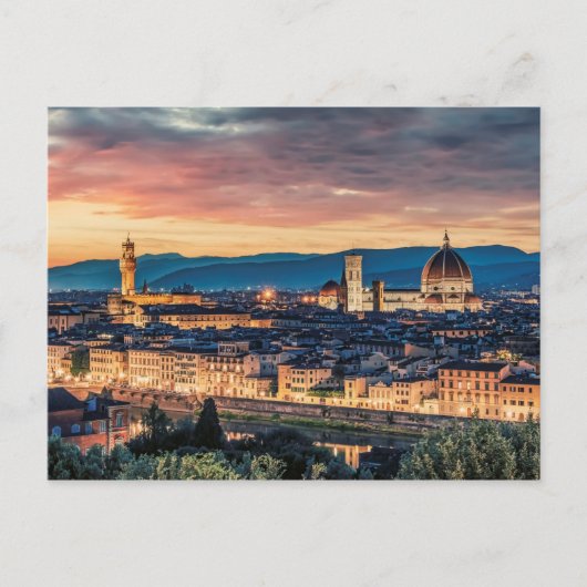 Poster Florence bei Sonnenuntergang Postkarte (Vorderseite)