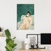 Poster Frau trinkt Kaffee, gemütlicher Morgen (Heimbüro)