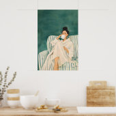 Poster Frau trinkt Kaffee, gemütlicher Morgen (Küche)