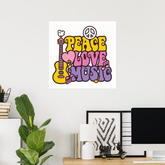 Poster Frieden, Liebe und Musik (Heimbüro)