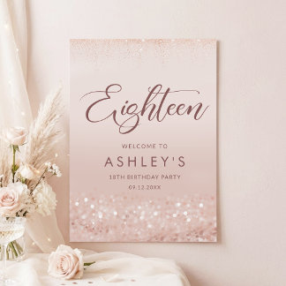 Poster für 18. Geburtstagsfeier in Roségold-Glitte