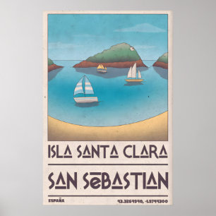Poster für Inselurlaub, ruhige Bucht, abgerundet
