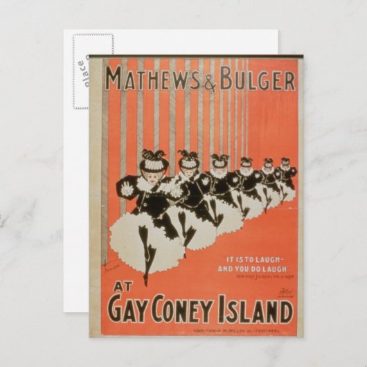 Poster für 'Mathews & Bulger' auf Gay Coney Island Postkarte (Vorne/Hinten)