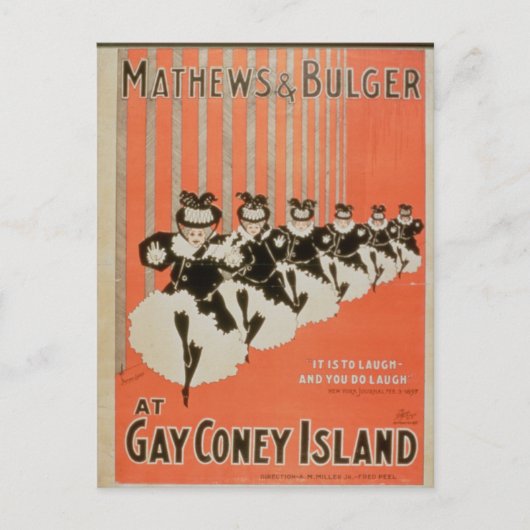 Poster für 'Mathews & Bulger' auf Gay Coney Island Postkarte (Vorderseite)