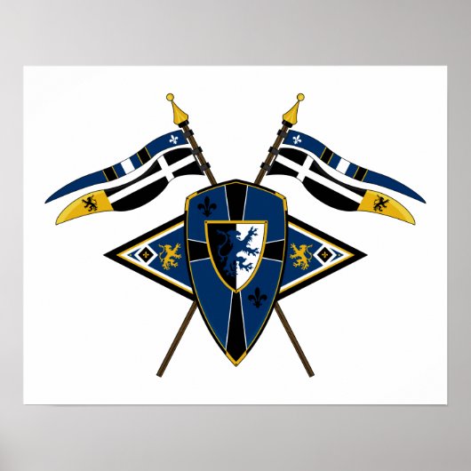 Poster für mittelalterliche Schilde und Flaggen (Vorne)