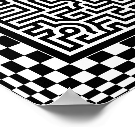 Poster für Op-Art-Labyrinthe und Schachbretts (Ecke)