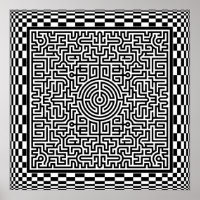 Poster für Op-Art-Labyrinthe und Schachbretts