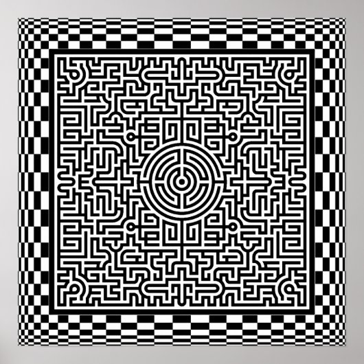 Poster für Op-Art-Labyrinthe und Schachbretts (Vorne)