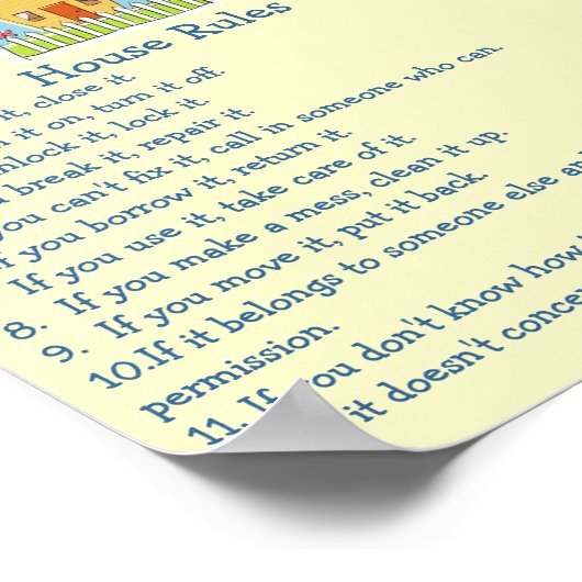 Poster für Regeln im Haus (Ecke)