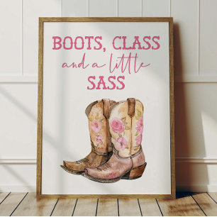 Poster für rosa Cowgirl-Kinder Western-Raumdekorat