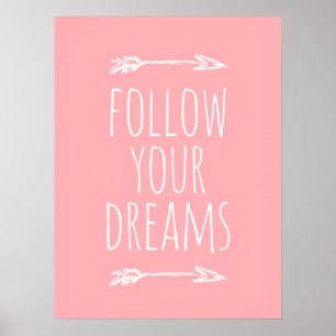 Poster für rosa Kinderzimmer-Dekoration mit dem Mo