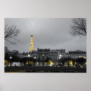 Poster für Schwarz, Weiß und Gelb-Eiffelturm