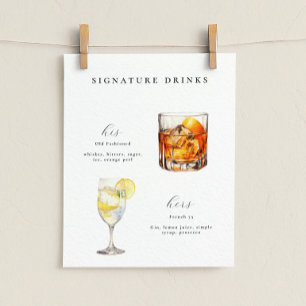 Poster für Signature-Drinks Hochzeits-Cocktails