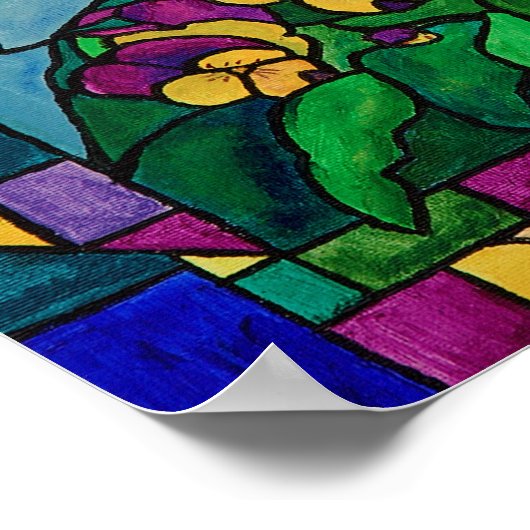 Poster für Stiefmütterchen aus Hartglas (Ecke)