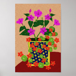 Poster für vier Uhr und Nasturtium