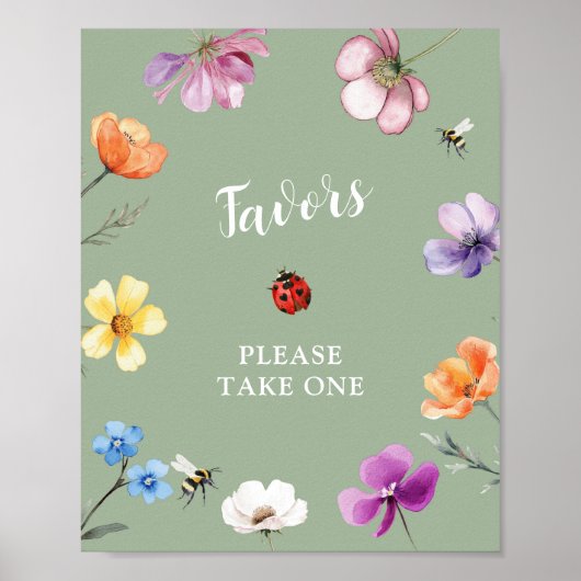 Poster für Wildblumen-Liebebug-Baby-Shower-Geschen (Vorne)