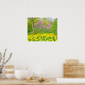 Poster, Gelbe Tulpen und Rotbuden Poster (Küche)