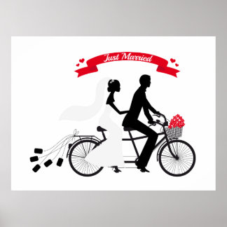Poster gerade verheiratet mit Braut und Bräutigam