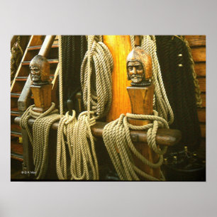 Poster - geschnitzte Holzkappen