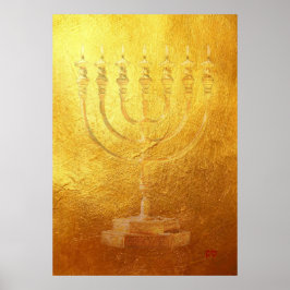 Poster Golden Menorah Judaika