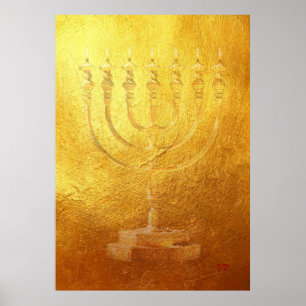 Poster Golden Menorah Judaika