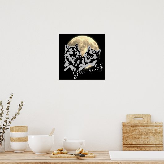 Poster "Grin Wolf" von Grauwölfen (Küche)