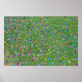 Poster - Große Gruppe von Yoga machenden Menschen