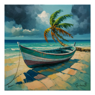 Poster Guadeloupe Barke & Palme