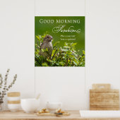 Poster - Guten Morgen Sonnenschein - Vogel in Bush (Küche)