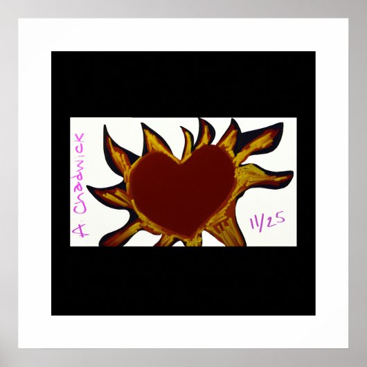 Poster Herz in Flammen (Vorne)