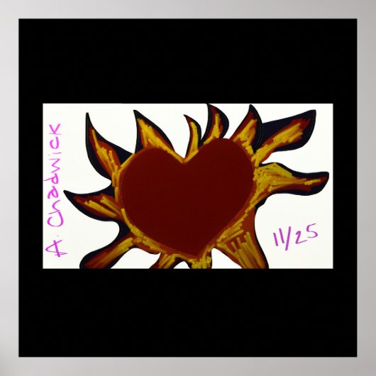 Poster Herz in Flammen (Vorne)