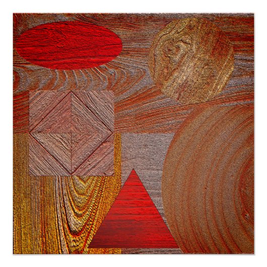 Poster Holz - texturierte geometrische Formen (Vorderseite)