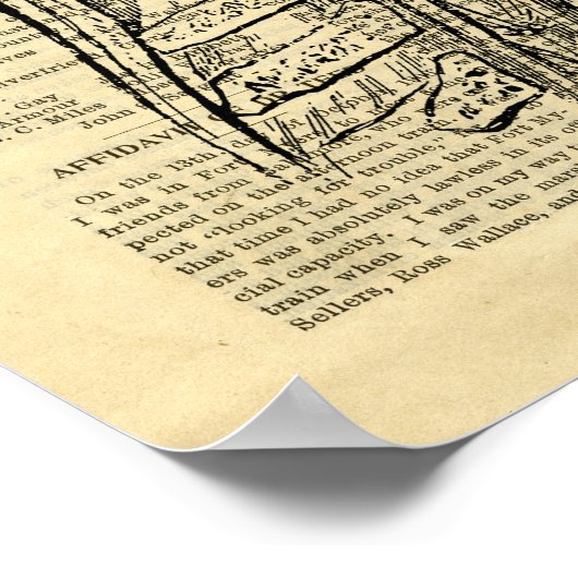 Poster Human Head Brain Butterfells auf Zeitung (Ecke)