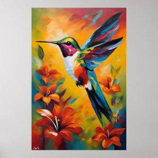 Poster | Hummingbird | Ölmalerei