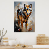 Poster | Iberischer Wolf | Ölmalerei (Küche)