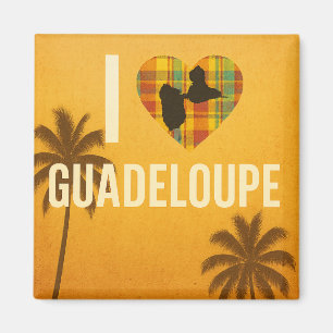Poster Ich liebe Guadeloupe – Madras-Herz und Palm Magnet