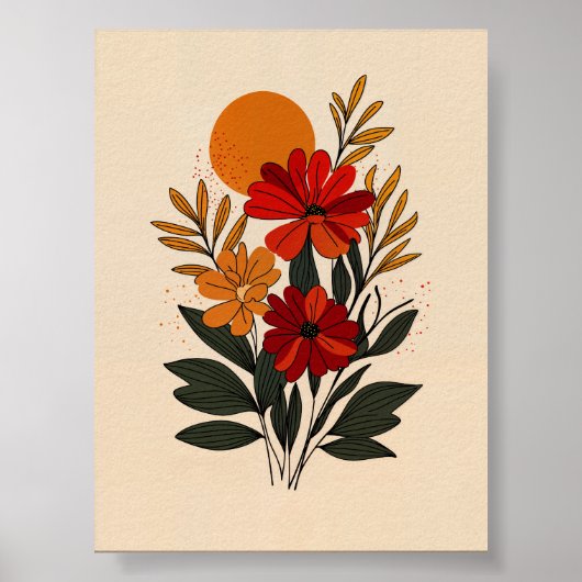 Poster im modernen Blumenstil der Mitte des 20. Ja (Vorne)