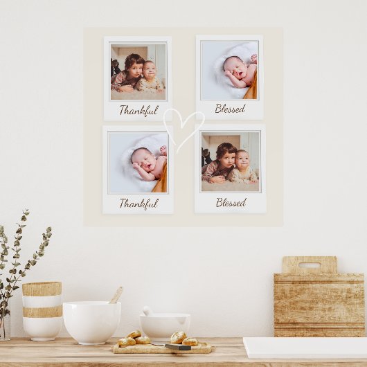 Poster im Polaroidstil - Danke und gesegnet (Küche)