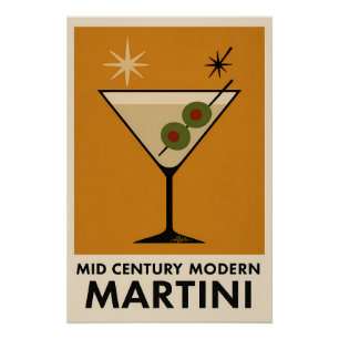 Poster im Stil des Mid Century Modern Martini