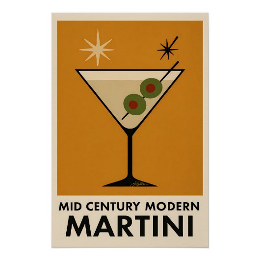 Poster im Stil des Mid Century Modern Martini (Vorderseite)