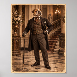 Poster im viktorianischen Stil: Gentleman-Bulldogg