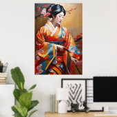 Poster | Japanische Frau | Ölmalerei (Heimbüro)