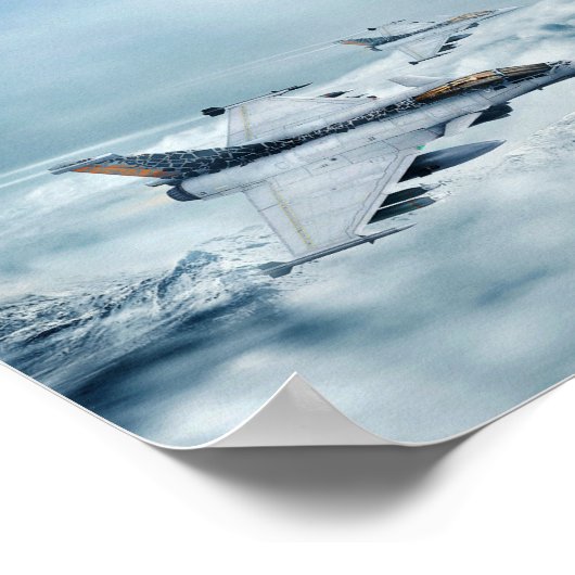 Poster-Kampfflugzeug über den Bergen Poster (Ecke)