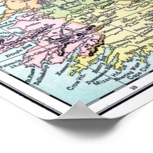 Poster - Karte Irlands (Ecke)