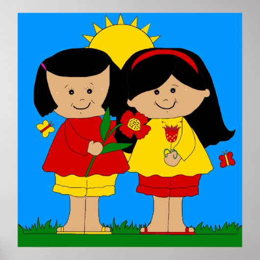 Poster Kid's Two Best Friends Girls Blue (Vorne)