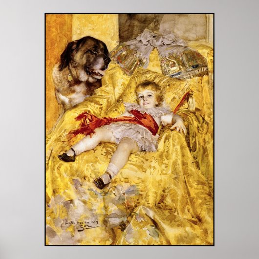 Poster: Kind und Heiliger Bernard: Kunst von Ander Poster (Vorne)