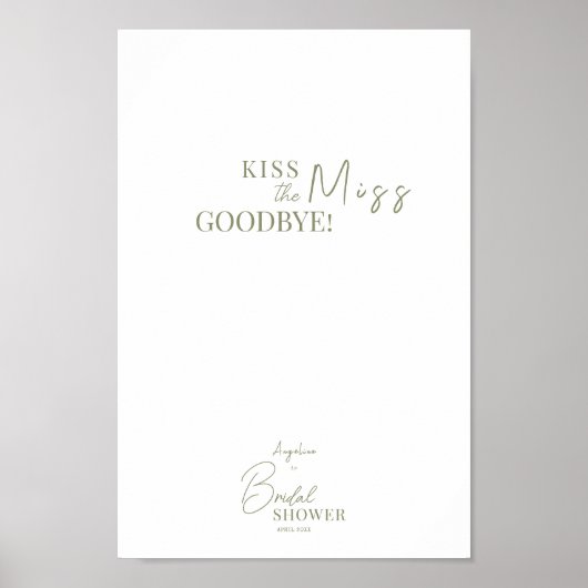 Poster "Kiss the Miss Goodbye" zum Brautparty! (Vorne)
