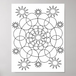 Poster - Kreise und Sterne Mandala zu Farbe