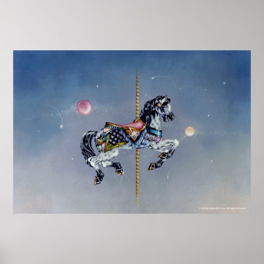 Poster, Kunst - Graue Mare Karussell Pferd Poster (Vorne)