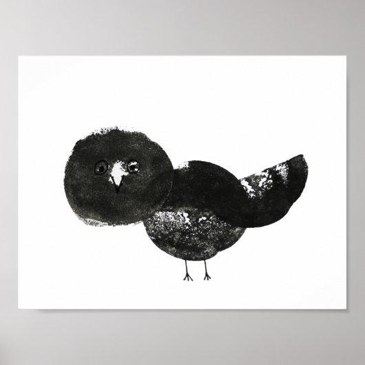 Poster Kunstdruck, Druck Vogel schwarz weiß (Vorne)